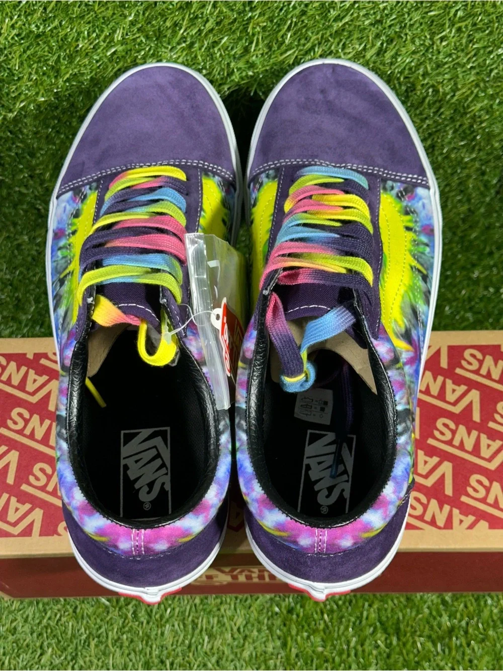 Vans Old Skool Purple Suede Tie-Dye Neon Yellow Stripe Men’s 10.5, 11 , VN038G1V
